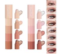 Melearch Eyeshadow Stick, 2PCS 4in1 8 Couleurs Waterproof Brightener Shimmer Eye Shadow Stick, Ensemble de Fards à Paupières Contouring Crème Longue Tenue, Cadeaux Parfaits pour Femmes