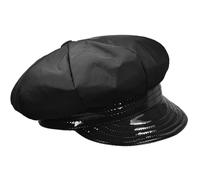 Melegari Bonnet avec visière | Bonnet imperméable pour femme | Barbara Baloon Baker Boy cap | Visière brillante et douce | Intérieur en molleton d'hiver, Noir , 55-59
