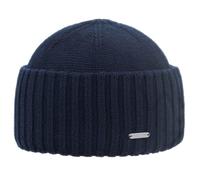 Melegari Bonnet en tricot avec revers, par Marina | Beanie North | Pure Lana Merino Extrafine | manufacture italienne de Haute quaité | Unisexe, bleu, 54/59 cm