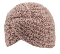 MELEGARI Bonnet en tricot Bolzano, Turban en maille, Laine Angora, Made in Italy, Femme/Fille, Automne/Hiver, rose, Taille Unique
