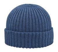MELEGARI Bonnet tricoté Como | Pure Laine Merino Extrafine | Fabriqué en Italie | Unisexe (Bleu Jeans)