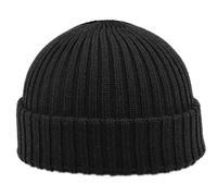 MELEGARI Bonnet tricoté Como | Pure Laine Merino Extrafine | Fabriqué en Italie | Unisexe (Noir)