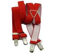 MELEGARI Bretelles élastiques étroites 2,5 cm, oxford uni homme/femme, fabriqué en Italie, rouge, Taille Unique