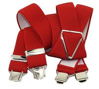 MELEGARI Bretelles élastiques larges de 3,6 cm, sergé uni, homme/femme, fabriqué en Italie, rouge, Taille Unique