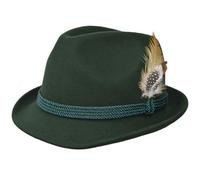 Melegari Chapeau Trilby Tyrolien Brixen | Cordon Tyrolien Traditionnel et Plumes | Chapeau Populaire de Montagne | Chapeau Alpin | Homme Femme | Été/Hiver, vert, 61 cm