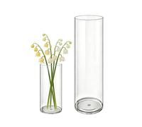 MELEJIA Lot de 2 Vases Acrylique Transparent Rond, Incassable aux Chocs et Léger, Vases Cylindriques pour Fleurs Fraîches/Séchées/Décoration Minimaliste, Intérieur/Extérieur - 10 x 20 und 12 x 40 cm