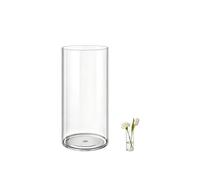MELEJIA Vase Acrylique Transparent Rond - Diamètre 10cm x Hauteur 25cm, Incassable aux Chocs et Léger, Vase Fleur Transparent pour Fleurs Fraîches ou Décoration Minimaliste, Intérieur/Extérieur