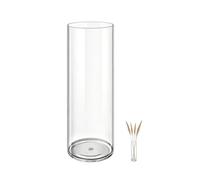 MELEJIA Vase Acrylique Transparent Rond - Diamètre 10cm x Hauteur 40cm, Incassable aux Chocs et Léger, Vase Fleur Transparent pour Fleurs Fraîches ou Décoration Minimaliste, Intérieur/Extérieur
