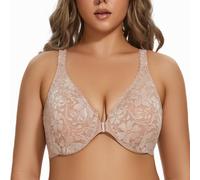 MELENECA Armature Dos Nageur en Dentelle pour Femmes Soutien-Gorge à Fermeture Frontale Beige 125B
