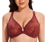 MELENECA Armature Dos Nageur en Dentelle pour Femmes Soutien-Gorge à Fermeture Frontale Cabernet Rouge 100H