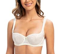 MELENECA Balconette Sexy Dentelle BH, Soutien-Gorge Femme Blanc crème 95B