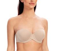 MELENECA Femme Armature Soulèvement Rembourré Faire Monter Soutien-Gorge sans Bretelles Beige pâle chiné 95B