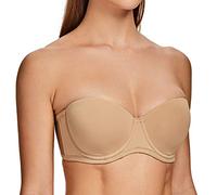 MELENECA Femme Grande Taille à Armatures Moulé Soutien-Gorge sans Bretelles Amande 95D
