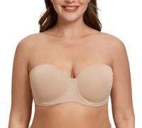 MELENECA Femme Grande Taille à Armatures Moulé Soutien-Gorge sans Bretelles Beige 85F