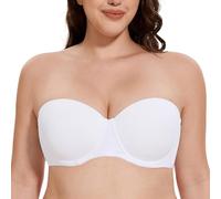 MELENECA Femme Grande Taille à Armatures Moulé Soutien-Gorge sans Bretelles Blanc 95D