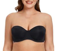 MELENECA Femme Grande Taille à Armatures Moulé Soutien-Gorge sans Bretelles Noir 80D