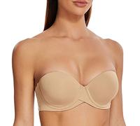 MELENECA Femme Push Up à Armatures Moulé Soutien-Gorge sans Bretelles Amande 105C