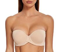 MELENECA Femme Push Up à Armatures Moulé Soutien-Gorge sans Bretelles Beige 105D