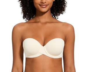 MELENECA Femme Push Up à Armatures Moulé Soutien-Gorge sans Bretelles Blanc crème 100B