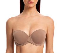 MELENECA Femme Push Up à Armatures Moulé Soutien-Gorge sans Bretelles Marron 105C