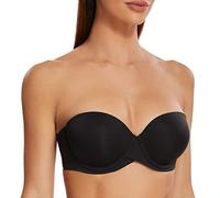 MELENECA Femme Push Up à Armatures Moulé Soutien-Gorge sans Bretelles Noir 90D