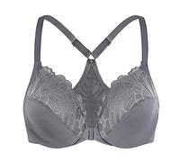 MELENECA Femme Soutien-Gorge Grande Taille Fermeture Devant Dentelles Racerback Non Rembourré Anthracite 100E