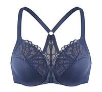 MELENECA Femme Soutien-Gorge Grande Taille Fermeture Devant Dentelles Racerback Non Rembourré Blue 90C