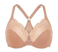 MELENECA Femme Soutien-Gorge Grande Taille Fermeture Devant Dentelles Racerback Non Rembourré Cappuccino 90B