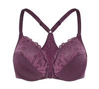 MELENECA Femme Soutien-Gorge Grande Taille Fermeture Devant Dentelles Racerback Non Rembourré Vin de Raisin 90B