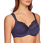 MELENECA Femme Soutien-Gorge Grande Taille Minimiseur Dentelle Couverture complète Sangle Coussin avec Armatures Blue 105C