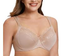 MELENECA Femme Soutien-Gorge Grande Taille Minimiseur Dentelle Couverture complète Sangle Coussin avec Armatures Beige 110C