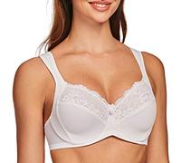 MELENECA Femme Soutien-Gorge Grande Taille Minimiseur Dentelle Couverture complète Sangle Coussin avec Armatures Blanc 95B