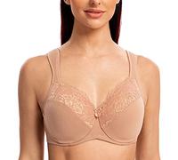 MELENECA Femme Soutien-Gorge Grande Taille Minimiseur Dentelle Couverture complète Sangle Coussin avec Armatures Cappuccino 120E