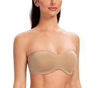 MELENECA Femme Soutien-Gorge sans Bretelles Grande Taille à Armature Non Rembourré Transparent Bretelles Beige chiné 100E