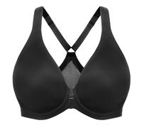 MELENECA Femmes Dos Nageur Fermeture sur Le Devant Soutien-Gorge Plongeant Non rembourré Couverture complète sans Coutures A Armatures Noir 105D