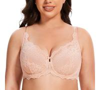 MELENECA Femmes Soutien Gorge Couvrant Grande Taille Minimiseur Dentelle sans Doublure Armature Beige 105E