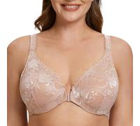 MELENECA Soutien-Gorge à Armatures en Dentelle à Couverture complète sans Rembourrage pour Femmes de Grande Taille Beige 100F
