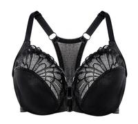 MELENECA Soutien-Gorge à Armatures en Dentelle avec Dos Nageur et Fermeture sur Le Devant pour Femme, Non doublé, Grande Taille, Couverture complète Noir 90E