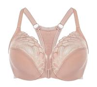 MELENECA Soutien-Gorge à Armatures en Dentelle avec Dos Nageur et Fermeture sur Le Devant pour Femme, Non doublé, Grande Taille, Couverture complète Beige 115G