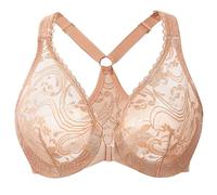 MELENECA Soutien-gorge à fermeture frontale en dentelle sans doublure pour femme, cappuccino, 100G
