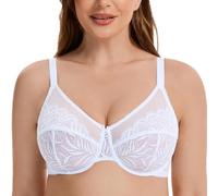 MELENECA Soutien-Gorge Femmes Réducteur pour Gros Buste Armature Taille Grande Couverture Complète Dentelle Blanc 105E