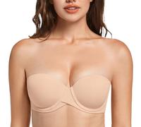 MELENECA Soutien-Gorge Push-up rembourré épais avec Armatures sans Bretelles pour Femmes Beige 95C