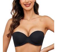 MELENECA Soutien-Gorge Push-up rembourré épais avec Armatures sans Bretelles pour Femmes Noir 85F