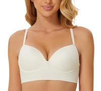 MELENECA Soutien-Gorge sans Fil rembourré sans Couture Bralettes Push Up pour Femme avec Soutien et Levage Blanc crème 100E