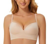 MELENECA Soutien-Gorge sans Fil rembourré sans Couture Bralettes Push Up pour Femme avec Soutien et Levage Beige 90D