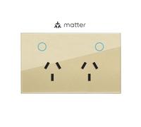 Melery Matter Prise Murale Intelligente Au Prise Électrique Panneau De Verre D'Alimentation Télécommande Vocale,Smartthings Homekit Alexa Google Home.Gold.