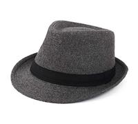 Melesh Chapeau Trilby Unisexe Classique - Gris - Taille Unique