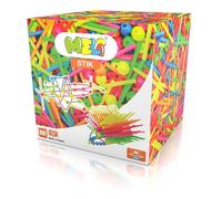 Meli Stik Neon 600 | 400 bâtonnets colorés et 200 Boules | Système d'emboîtement Flexible pour des constructions 3D créatives | Favorise la motricité Fine et la pensée logique | Jouet de Construction