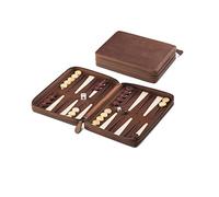 Melia Games Backgammon Deluxe Gammon de Voyage en Cuir véritable Vintage avec Pierres en Bois fabriquées à la Main (Crazy Tobacco)