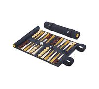 Melia Games Backgammon - Set de Voyage - Cuir Véritable - Pions en Buis Fait Main (Canarias)